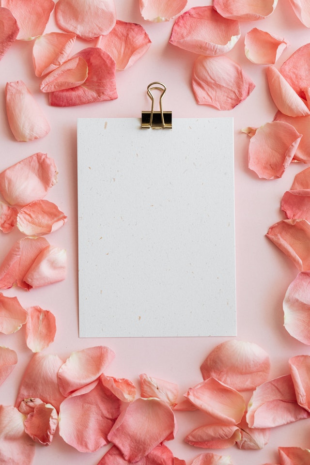 how to stop being lazy - rose petals around paper and binder clip