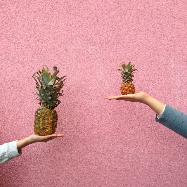 one large and one small pineapple - how to stop comparing yourself to others